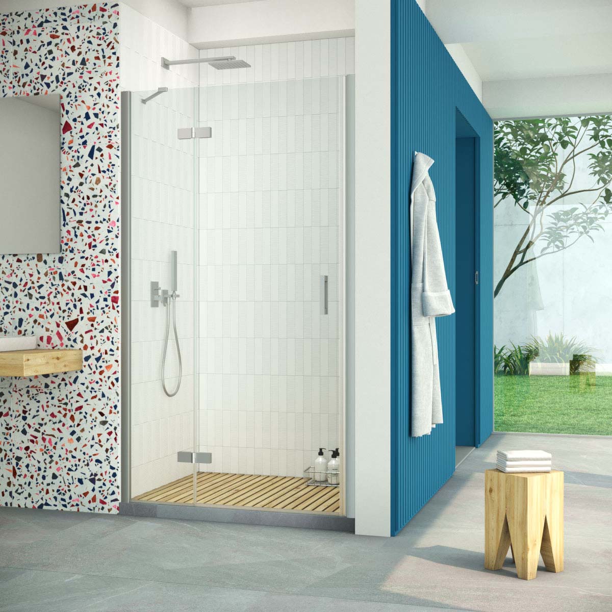 Душевая дверь в нишу Vegas Glass AFP Retta 90 07 crystalvision L, профиль матовый хром, стекло crystalvision