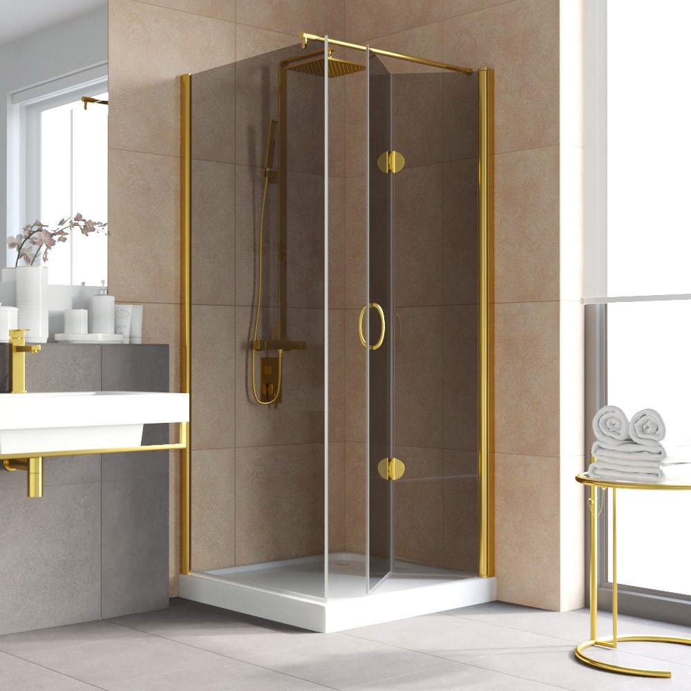 Душевой уголок Vegas Glass GPS-Fis LUX 80*110 09 07 R, профиль золото глянцевое, стекло графит