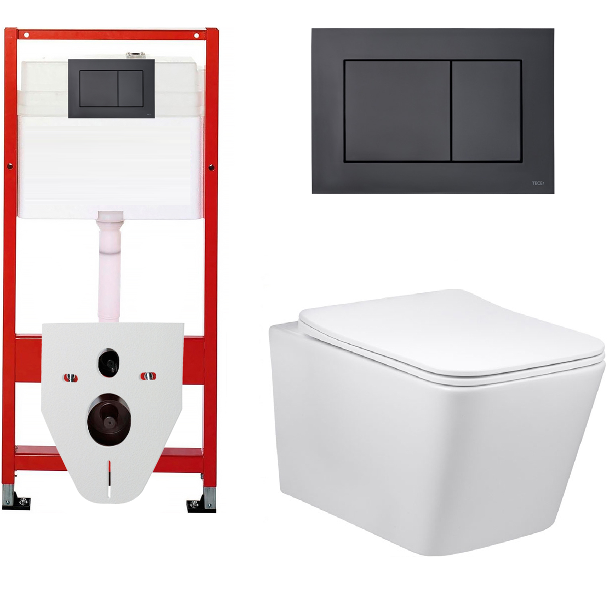 Инсталляция Tece TECEbase 9400414 с кнопкой смыва + унитаз подвесной Vincea Q-Line VT1-12