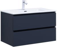 Тумба с раковиной Aquanet Вега 2.0 90 2 ящика, маренго, раковина Flat