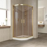 Душевой уголок Vegas Glass ZS-F TUR NOVO h1900 100*90 09 05 профиль золото глянцевое, стекло тонированное