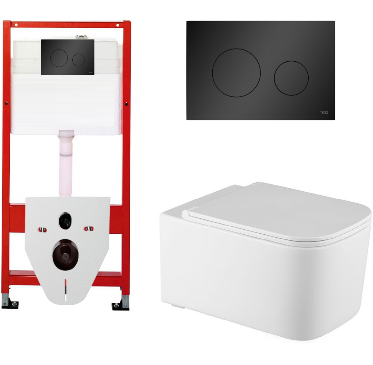 Инсталляция Tece TECEbase K440925 с кнопкой + унитаз подвесной Boheme Mane 970-SET-W