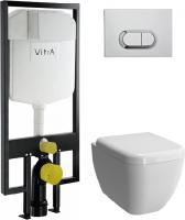 Инсталляция для унитаза VitrA 748-5800-01 + кнопка смыва 740-0580 хром + унитаз подвесной 7742B003-0075 с сиденьем 91-003-009