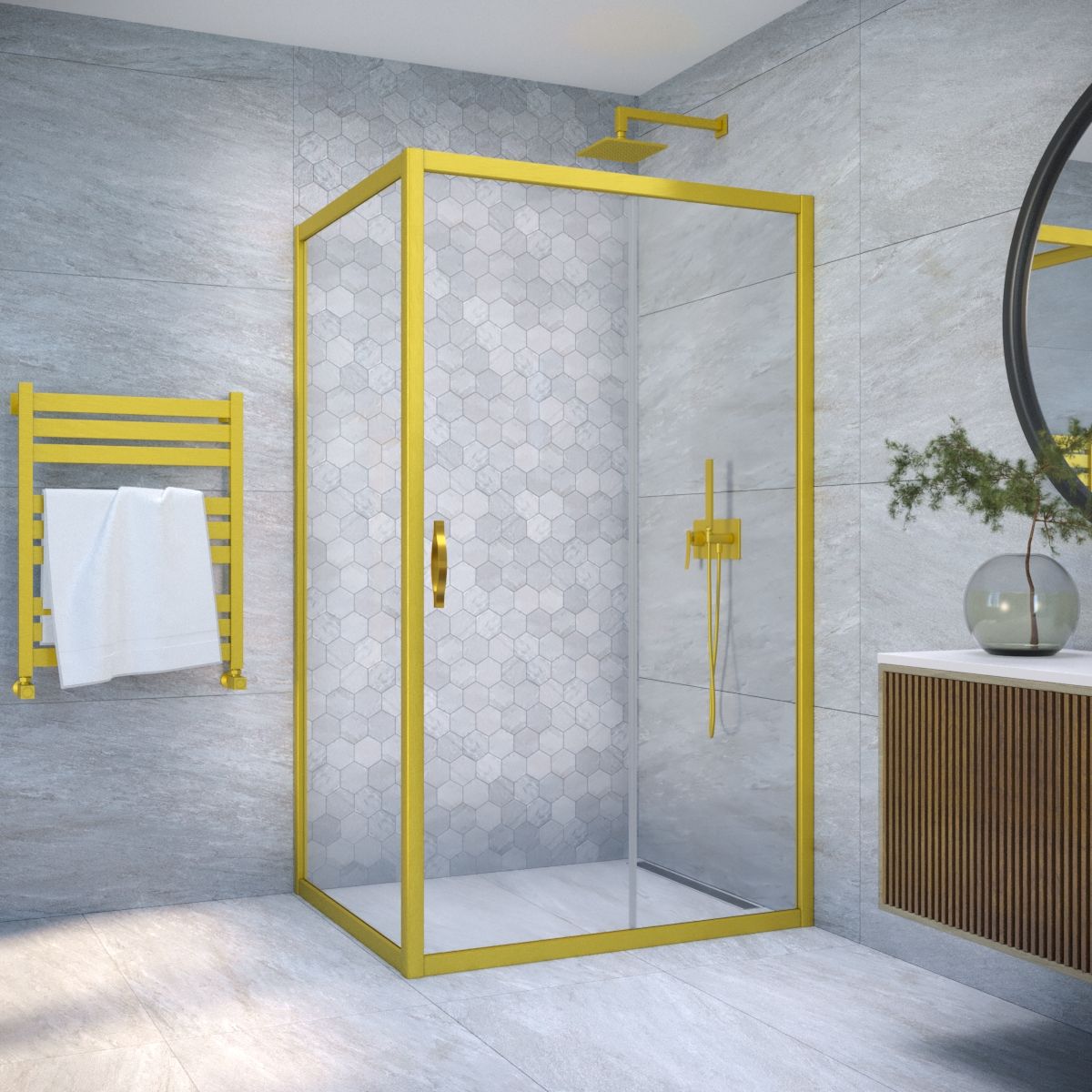 Душевой уголок Vegas Glass ZP+ZPV NOVO h2000 130*80 03 crystalvision профиль золото матовое, стекло crystalvision