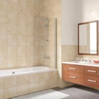 Шторка на ванну Vegas Glass EV LUX 75 07 crystalvision R профиль матовый хром, стекло crystalvision