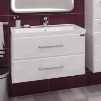 Тумба с раковиной СанТа Омега Люкс 80 подвесная белая 2 ящика