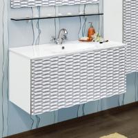 Тумба с раковиной Sanflor Белла 100 белая, патина серебро