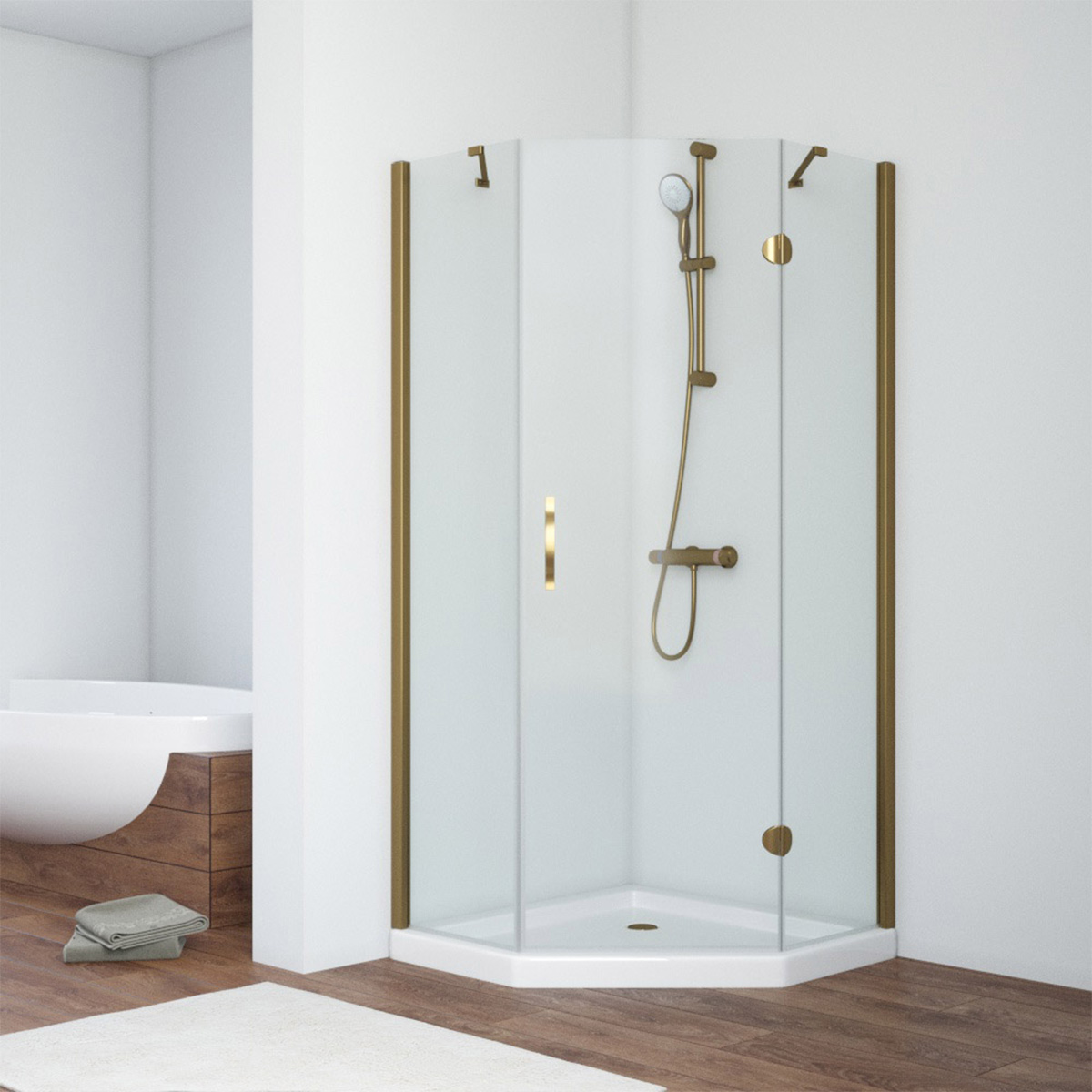 Душевой уголок Vegas Glass AFA-Pen TUR NOVO h1890 90 05 01 R, профиль бронза, стекло прозрачное