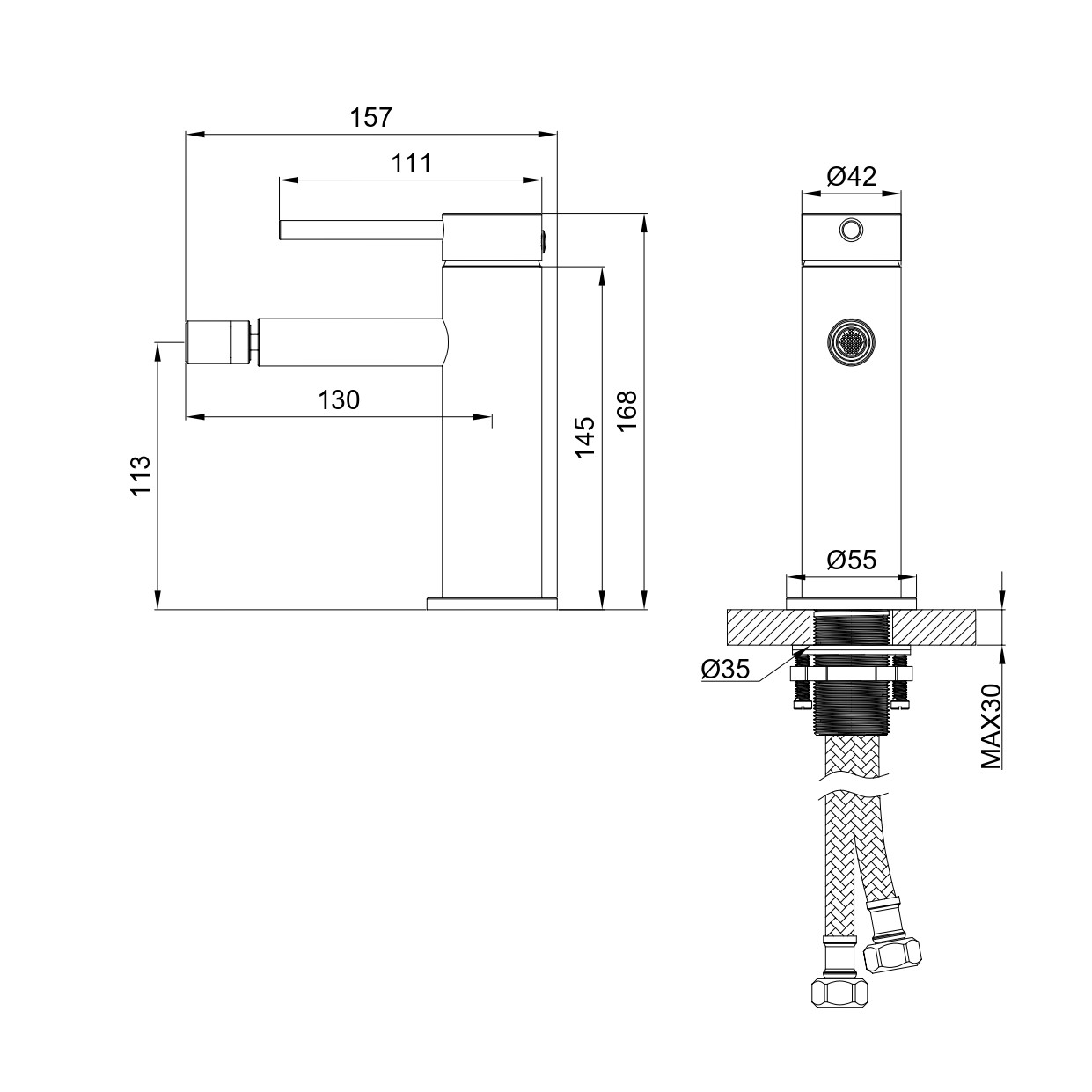Смеситель для биде Wonzon & Woghand Stick WW-88339017-MW
