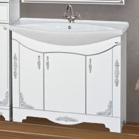 Тумба с раковиной Misty Рига 105 белая с серебром, напольная