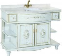 Тумба с раковиной Bellezza Аврора 115 белая патина золото