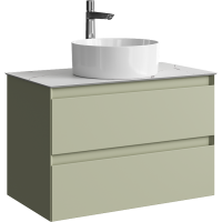 Тумба с раковиной Aqwella 5 stars Geometria 80 подвесная 2 ящика, зеленый шалфей, столешница белый мрамор