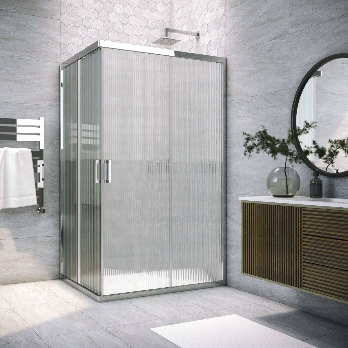 Душевой уголок Vegas Glass ZA-F TUR NOVO 110*95 08 Moru, профиль глянцевый хром, стекло Moru