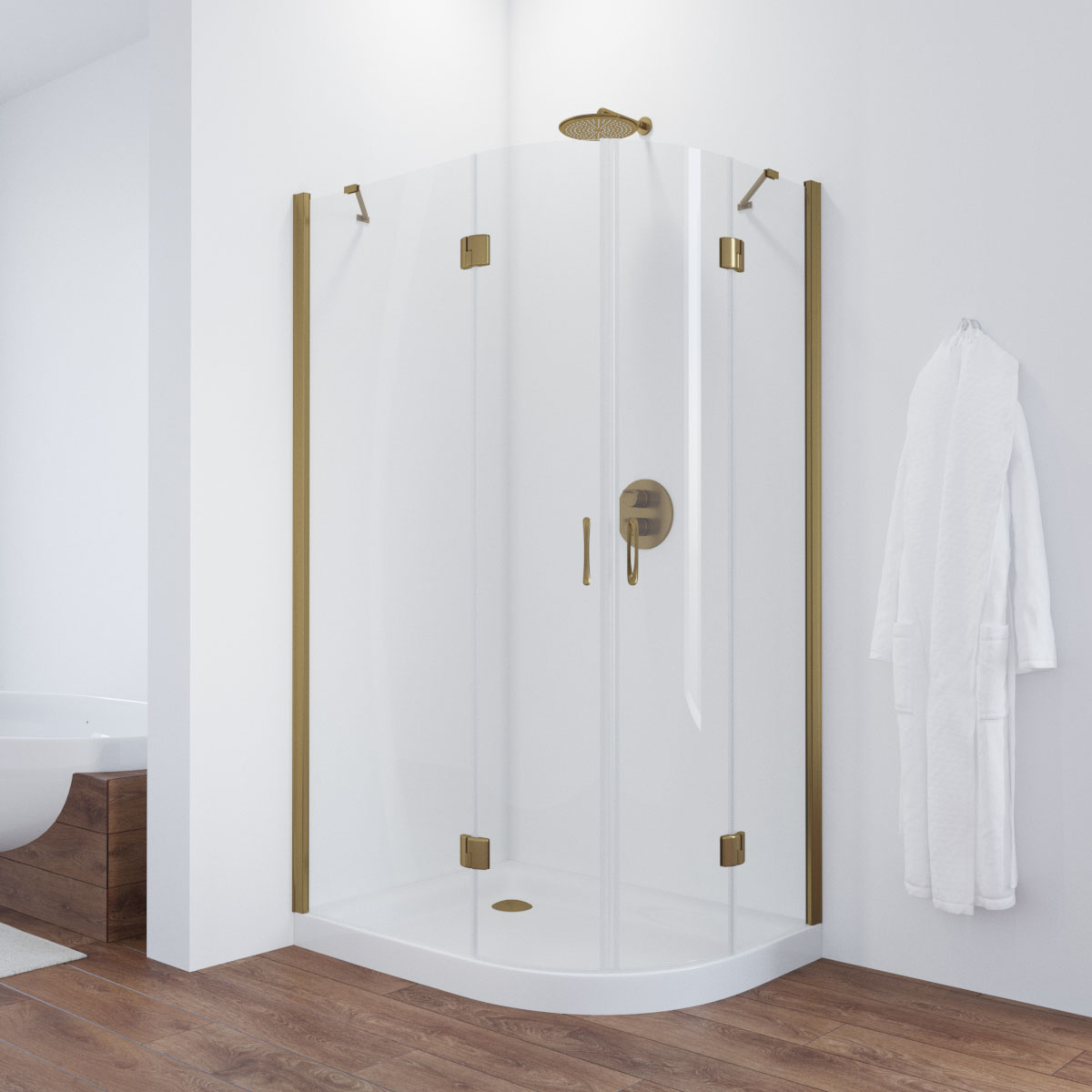 Душевой уголок Vegas Glass AFS-F TUR NOVO h1890 100*80 05 01 L, профиль бронза, стекло прозрачное