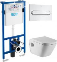 Инсталляция Roca DUPLO WC 890090020 + кнопка PL1 Dual хром + унитаз Gap 34647L000 с сиденьем 801472004