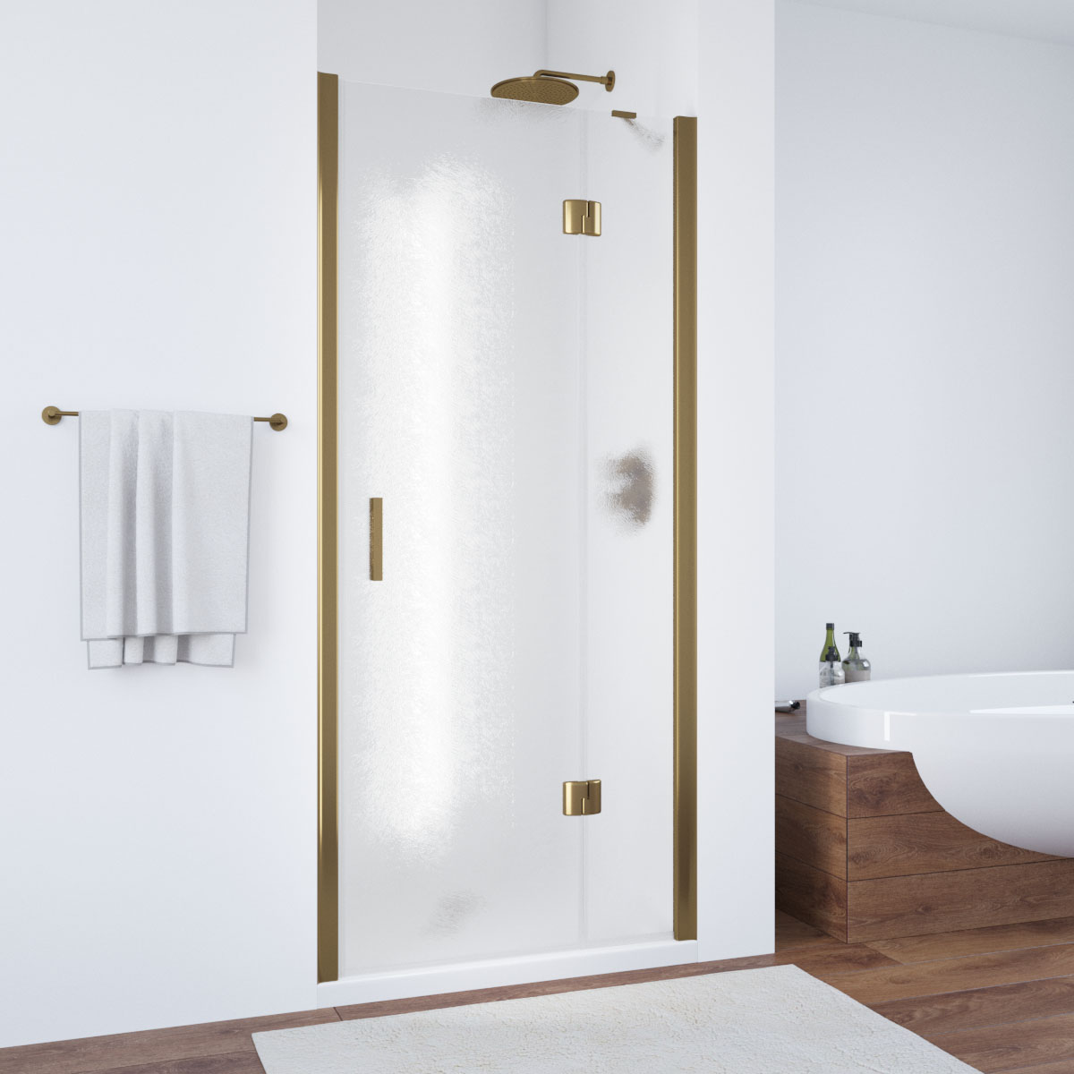 Душевая дверь в нишу Vegas Glass  AFP TUR NOVO h1890 90 05 02 R, профиль бронза, стекло шиншилла