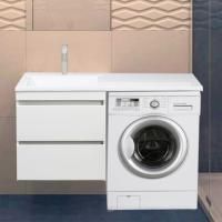 Тумба с раковиной Style Line Даллас 120 L Люкс Plus подвесная, белая, эмаль