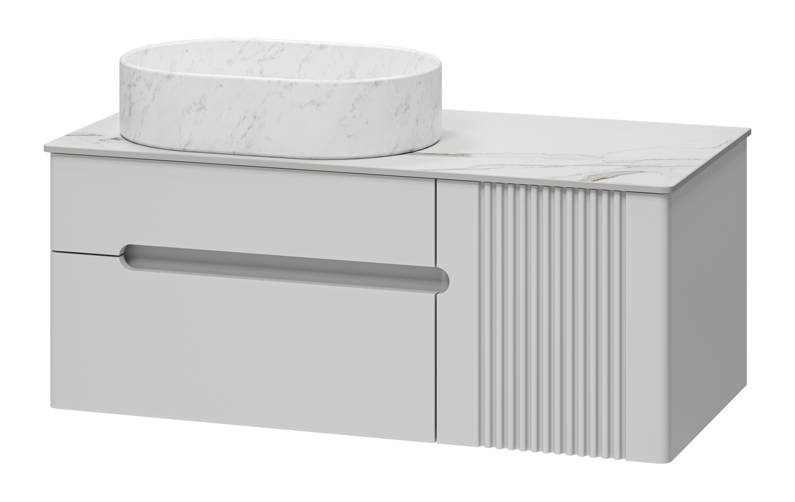 Тумба с раковиной Brevita Pallisandro 100 серая подвесная, со столешницей и раковиной