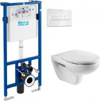 Инсталляция Roca DUPLO WC 890090020 + кнопка смыва Roca PL1 Dual + унитаз подвесной Roca Victoria 34630300R с сиденьем Roca Victoria ZRU8013900