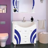 Тумба с раковиной Misty Каролина 70 синее стекло, напольная