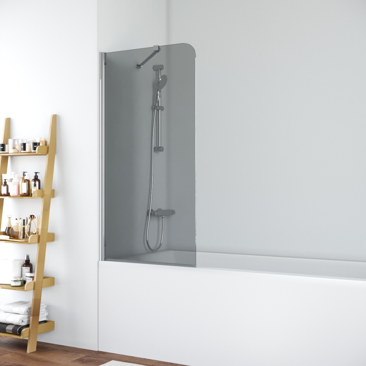 Шторка на ванну Vegas Glass  EV ST 76 08 07, профиль глянцевый хром, стекло графит