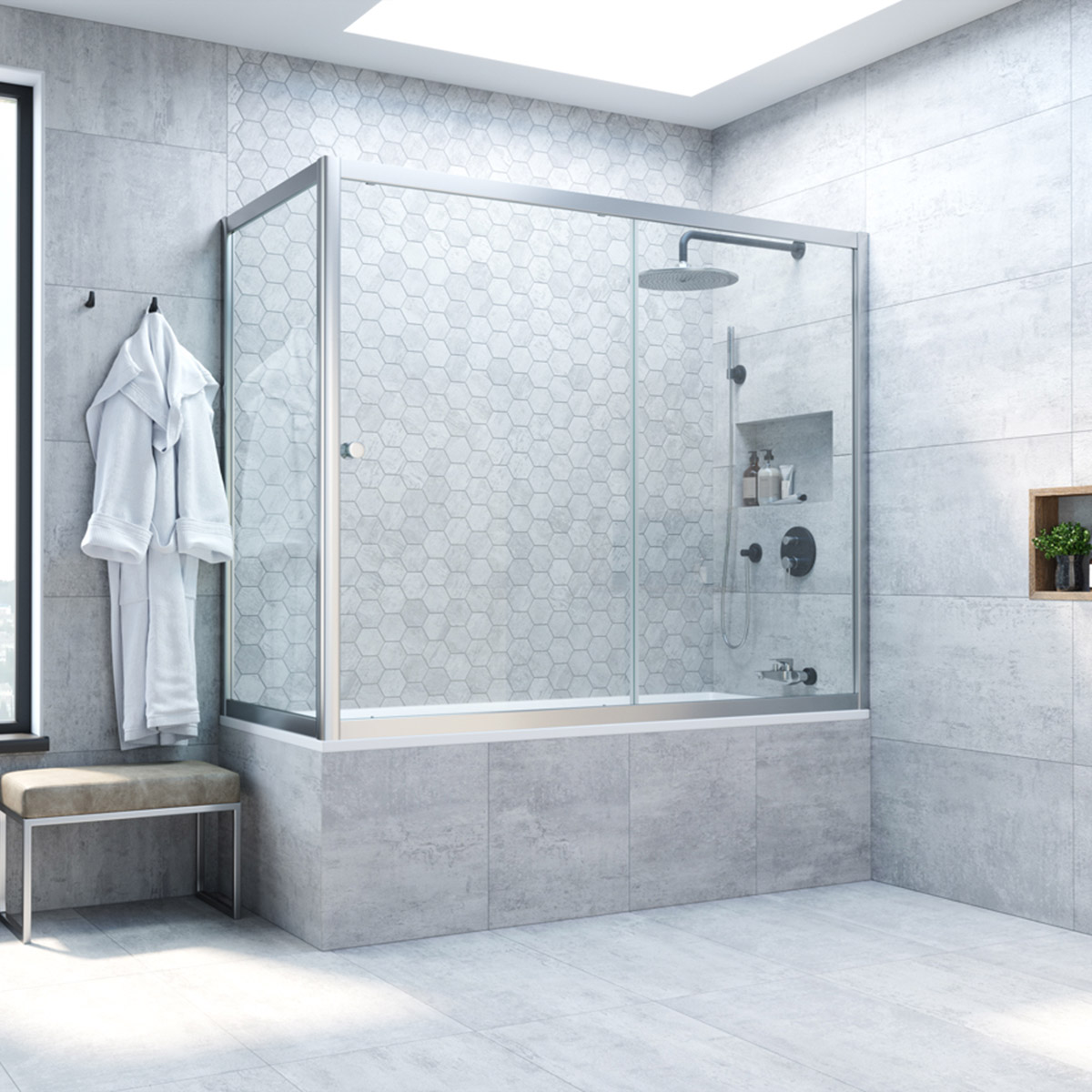 Шторка на ванну Vegas Glass  ZV+ZVF NOVO 190*70 07 crystalvision, профиль матовый хром, стекло crystalvision