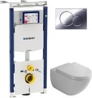 Инсталляция Geberit Duofix Sigma 12 Plattenbau 111.362.00.5 с кнопкой Sigma 01 115.770.21.5 хром + унитаз подвесной Villeroy & Boch Subway + сиденье Subway 9M55 S101 с