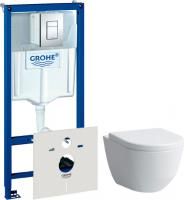 Инсталляция Grohe Rapid SL 38775001 4 в 1 с кнопкой + унитаз подвесной Laufen Pro Rimless 8.2096.6.000.000.1 безободковый + сиденье Pro 8.9695.1.300.000.1