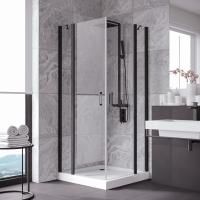 Душевой уголок Vegas Glass EFA LUX 120 02М 01 профиль черный матовый, стекло прозрачное