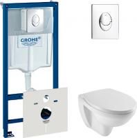 Инсталляция Grohe Rapid SL 38750001 4 в 1 с кнопкой + унитаз подвесной Jacob Delafon Patio E4187 с сиденьем Jacob Delafon Patio E70021 с