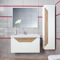 Мебель для ванной Бриклаер Брайтон 100 подвесная, белая матовая, дуб кера