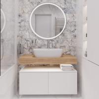 Мебель для ванной Stworki Ольборг 100 столешница дуб французский, без отверстий, 2 тумбы 50, с раковиной Vitra Shift