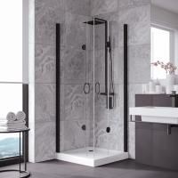 Душевой уголок Vegas Glass 2GPS LUX 80 02М crystalvision профиль черный матовый, стекло crystalvision