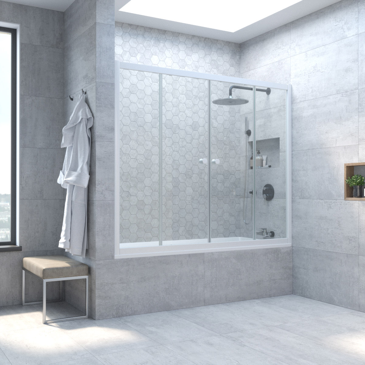 Шторка на ванну Vegas Glass Z2V NOVO 155 01 crystalvision, профиль белый, стекло crystalvision