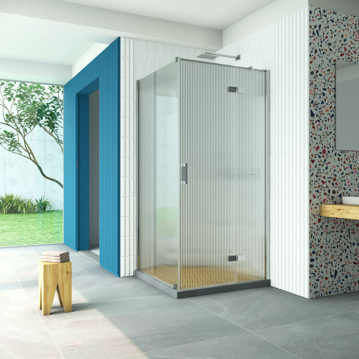 Душевой уголок Vegas Glass AFP-Fis Retta 100*70 08 Moru R, профиль глянцевый хром стекло Moru