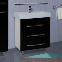 Тумба с раковиной Bellezza Рокко 80 черная напольная 3 ящика