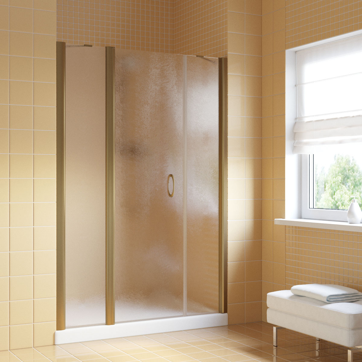 Душевая дверь в нишу Vegas Glass  EP-2F LUX 150 05 02 L, профиль бронза, стекло шиншилла