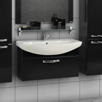 Тумба с раковиной Aquaton Ария 80 черный глянец