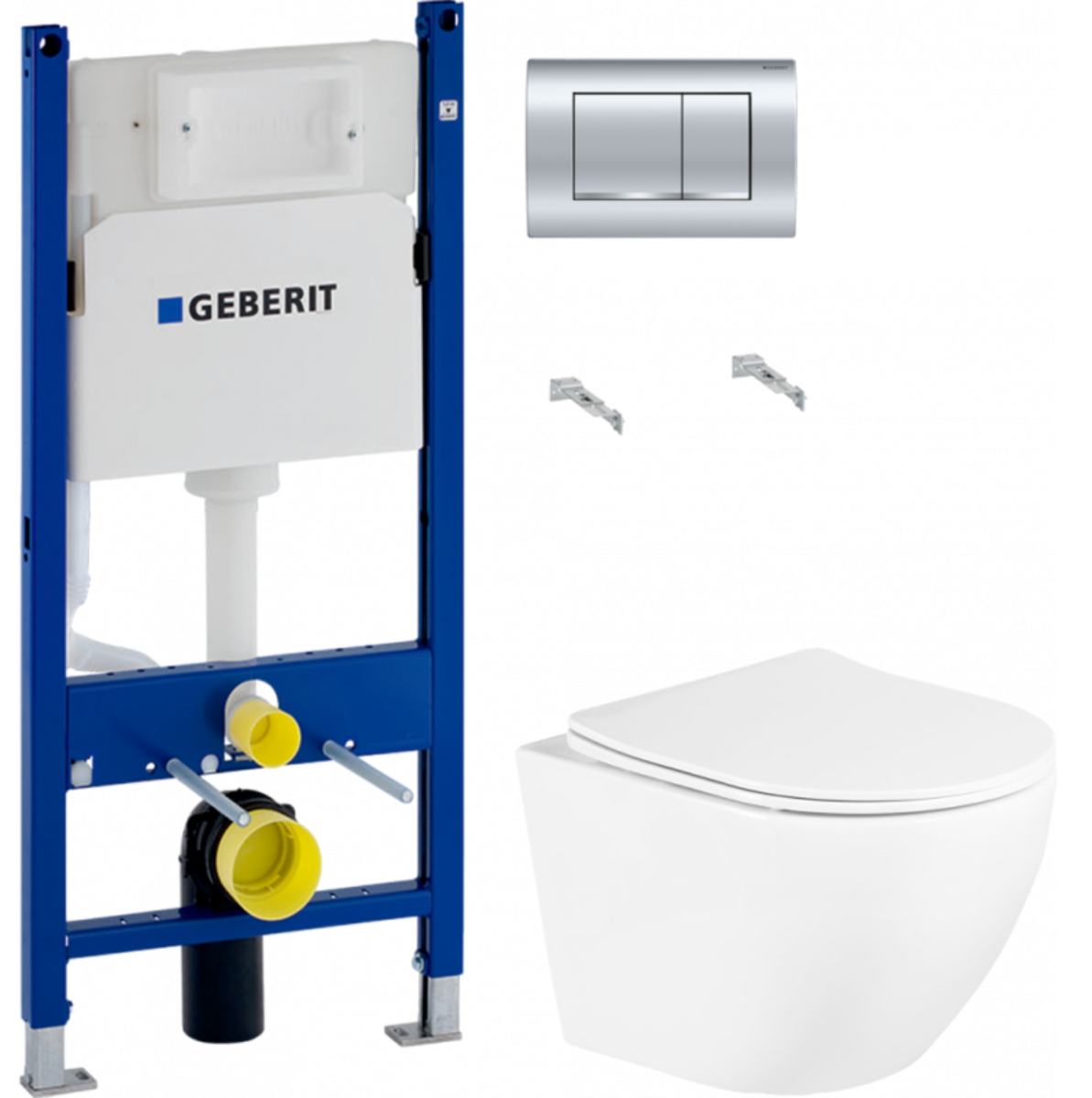 Инсталляция Geberit Duofix Delta 458.163.21.1 с кнопкой + унитаз подвесной Allen Brau Priority Tornado 4.31013.20