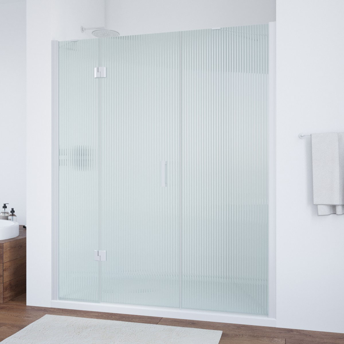 Душевая дверь в нишу Vegas Glass  AFP-F NOVO 180 01 Moru L, профиль белый, стекло Moru