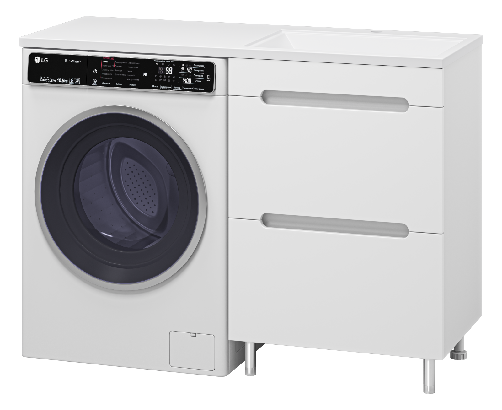 Тумба с раковиной Misty Байкал 55 L под стиральную машину, раковина Гавана 120