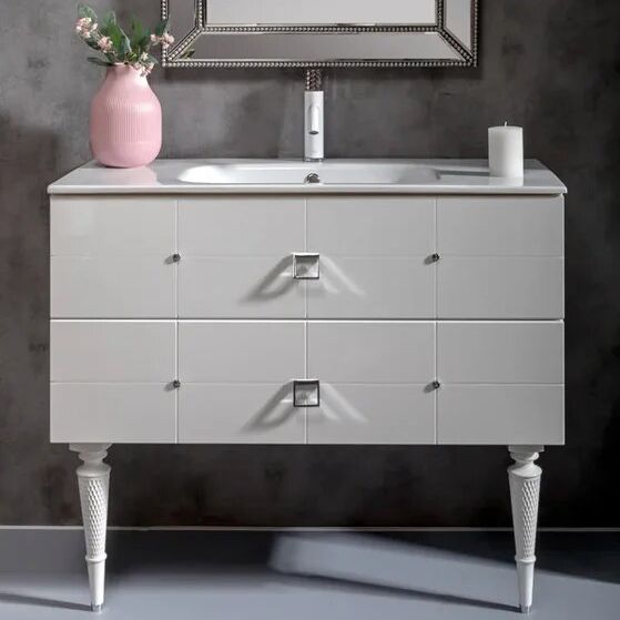 Тумба с раковиной Armadi Art Vallessi Avantgarde Piazza 80 подвесная, белый глянец, хром