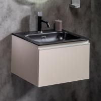 Тумба с раковиной Armadi Art Vallessi 60 кашемир, с черной раковиной
