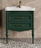 Тумба с раковиной ValenHouse Эстетика 80 зеленая, фурнитура бронза