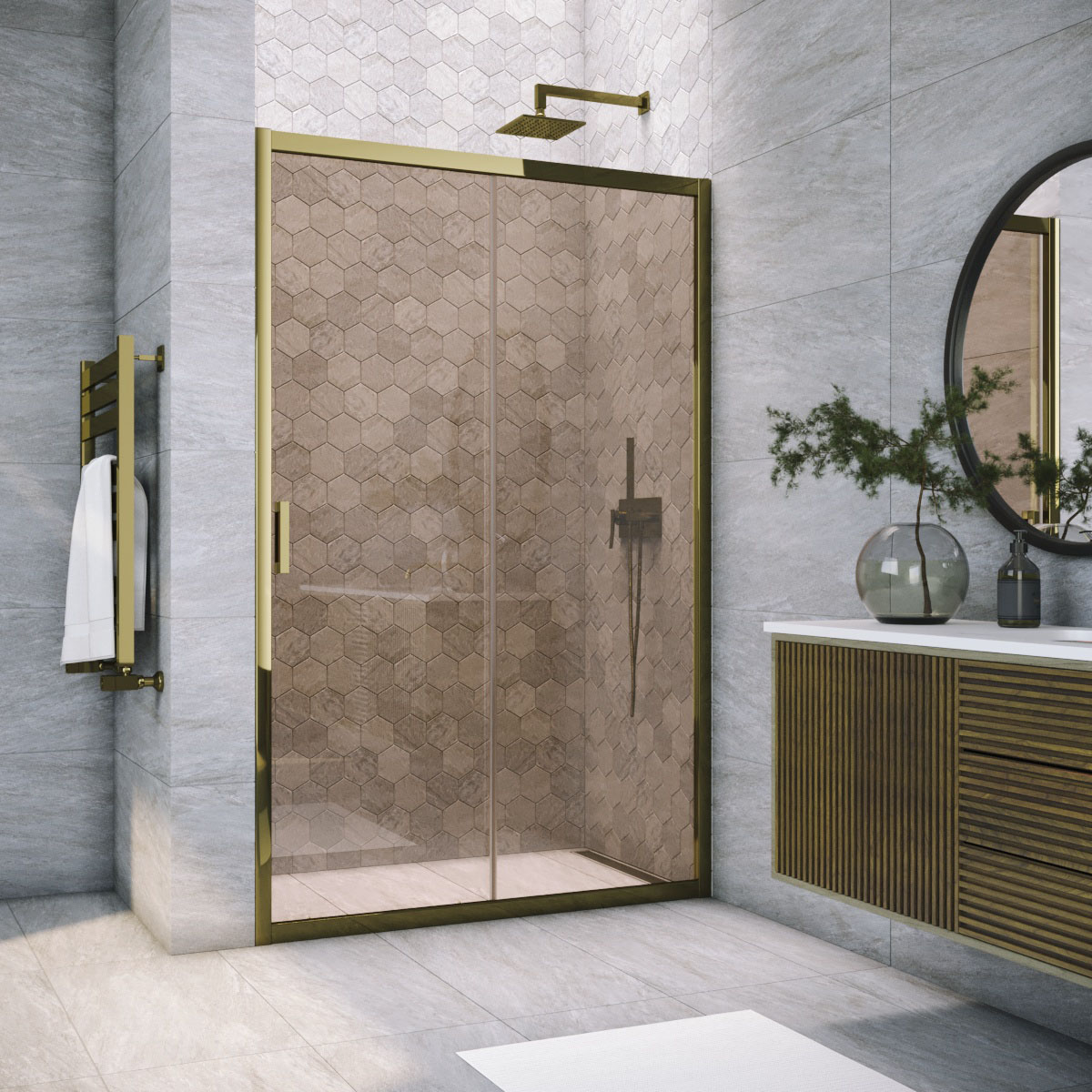 Душевая дверь в нишу Vegas Glass ZP TUR NOVO h1900 165 05 05, профиль бронза, стекло бронза