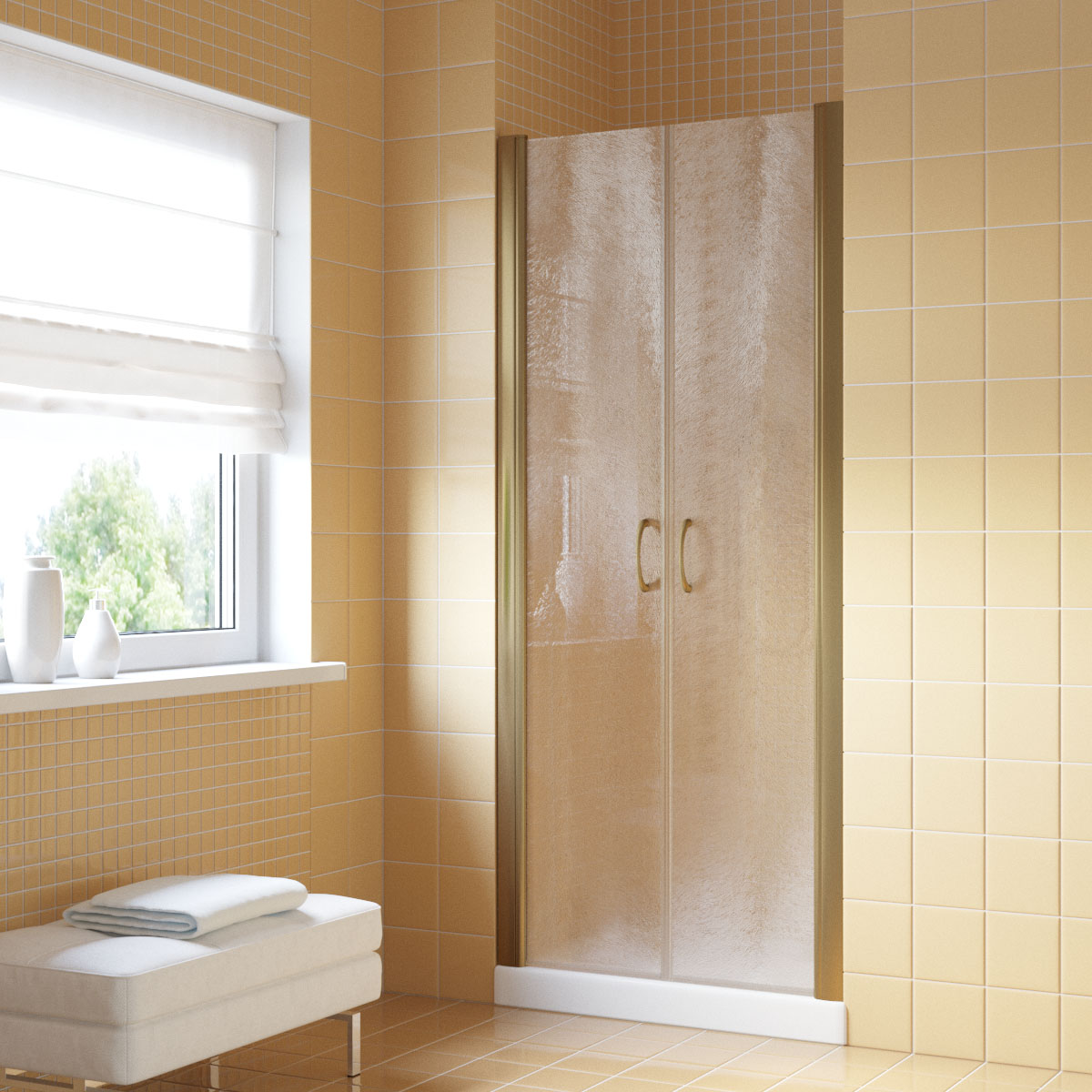 Душевая дверь в нишу Vegas Glass  E2P LUX 120 05 Moru, профиль бронза, стекло Moru