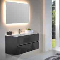 Мебель для ванной Armadi Art Vallessi 100 антрацит глянец, с белой раковиной