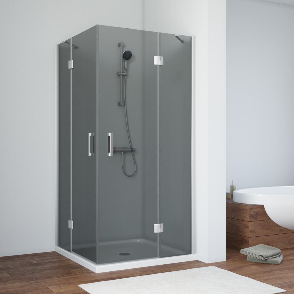 Душевой уголок Vegas Glass AFA NOVO 90 07 07, профиль матовый хром, стекло графит