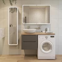 Мебель для ванной Stworki Берген 60 серая со светлой столешницей 122, раковина Moduo 55 Leaf, R