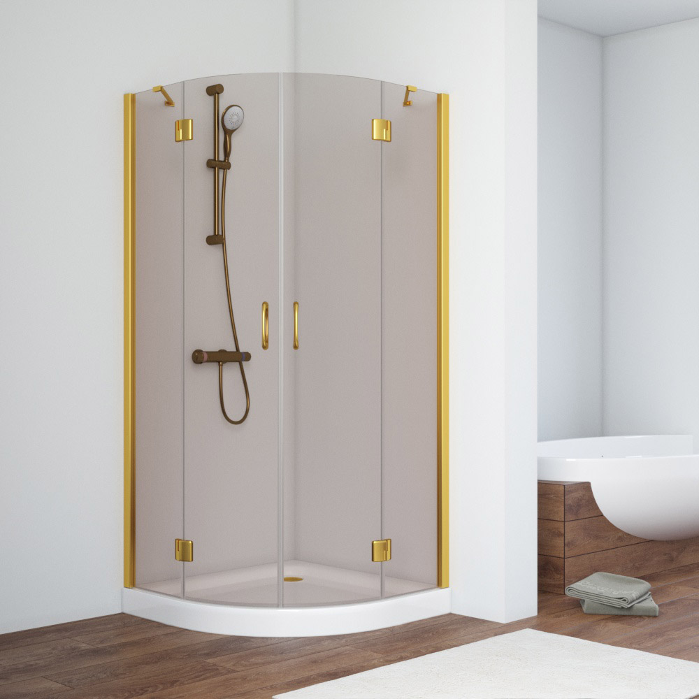 Душевой уголок Vegas Glass AFS TUR NOVO h1890 90 09 05 L, профиль золото глянцевое, стекло бронза